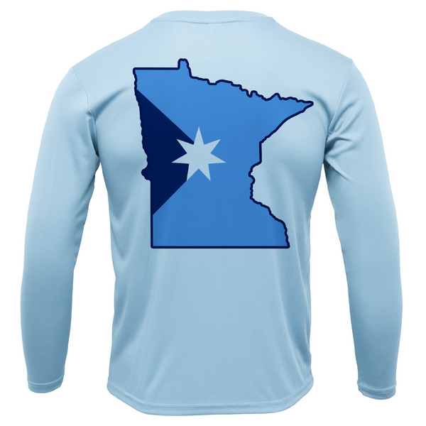 Bear Lake, MN Freshwater Born State Flag Men's Long Sleeve UPF 50+ Dry-Fit Shirt