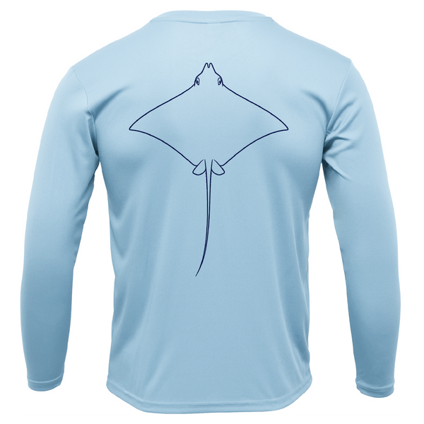 Eagle Ray Outline Men's Long Sleeve UPF 50+ Dry-Fit Shirt