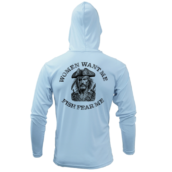 Saltwater Born "Women Want Me, Fish Fear Me" Men's Long Sleeve UPF 50+ Dry-Fit Hoodie