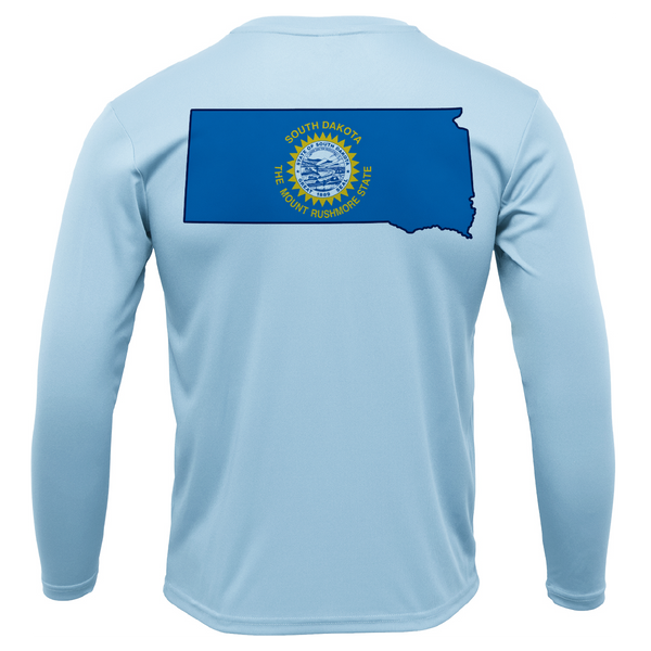 Pierre, SD Freshwater Born State Flag Men's Long Sleeve UPF 50+ Dry-Fit Shirt
