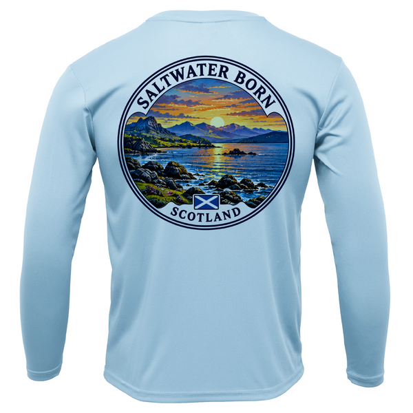 Saltwater Born Scotland Coastal Sunset Boy's Long Sleeve UPF 50+ Dry-Fit Shirt