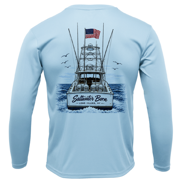 Long Island, NY Saltwater Born Sportfish Men's Long Sleeve UPF 50+ Dry-Fit Shirt