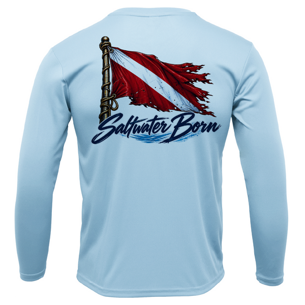Saltwater Born Diver Down Dive Flag Men's Long Sleeve UPF 50+ Dry-Fit Shirt
