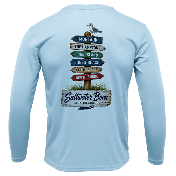 Long Island, NY Signs Men's Long Sleeve UPF 50+ Dry-Fit Shirt