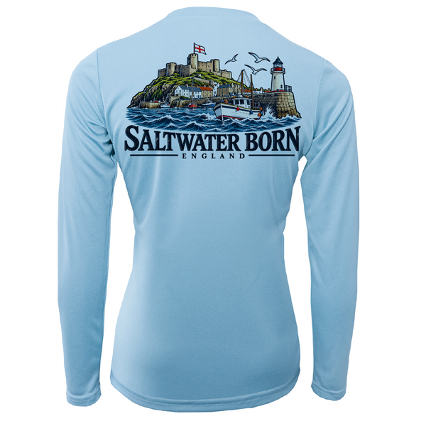 Saltwater Born England Coastal Harbour Women's Long Sleeve UPF 50+ Dry-Fit Shirt