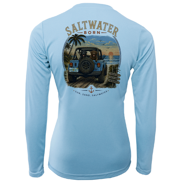 Saltwater Born Black and Brown Labs Women's Long Sleeve UPF 50+ Dry-Fit Shirt