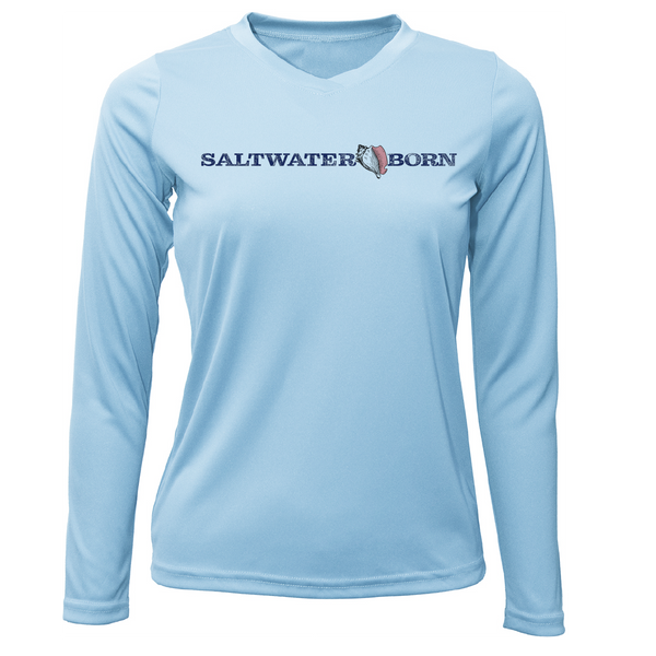 Saltwater Born Black and White Labs Women's Long Sleeve UPF 50+ Dry-Fit Shirt
