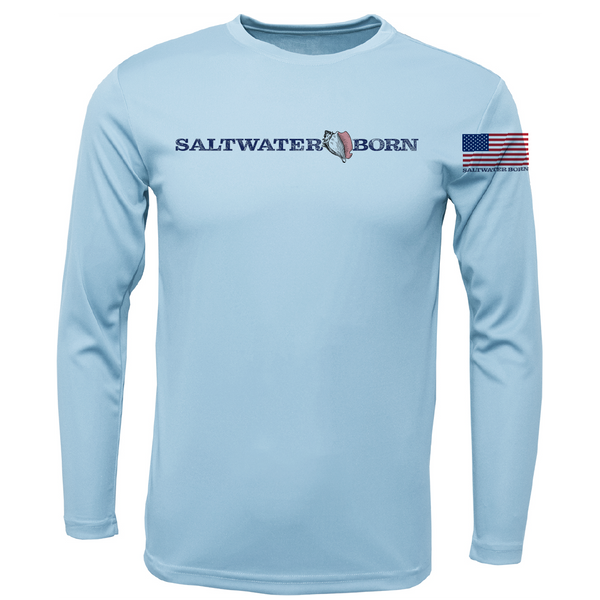 Eagle Ray Outline Men's Long Sleeve UPF 50+ Dry-Fit Shirt