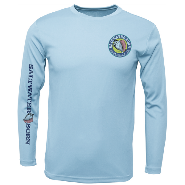 Anchorage, AK Northern Lights Whale Tail Boy's Long Sleeve UPF 50+ Dry-Fit Shirt