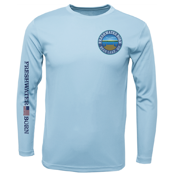 Bear Lake, MN Freshwater Born State Flag Men's Long Sleeve UPF 50+ Dry-Fit Shirt