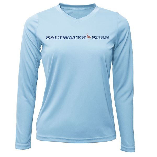 Saltwater Born Flamingo Women's Long Sleeve UPF 50+ Dry-Fit Shirt