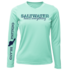 Camisa de manga larga con ajuste seco UPF 50+ "El agua salada lo cura todo" de Catalina Island