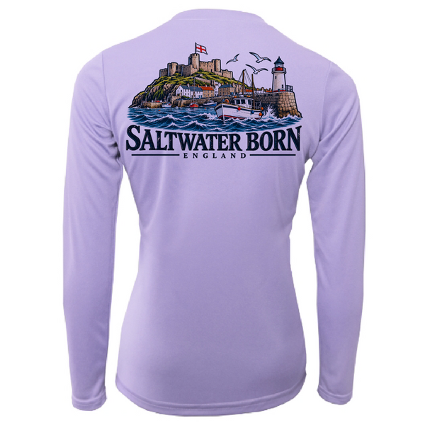 Saltwater Born England Coastal Harbour Women's Long Sleeve UPF 50+ Dry-Fit Shirt