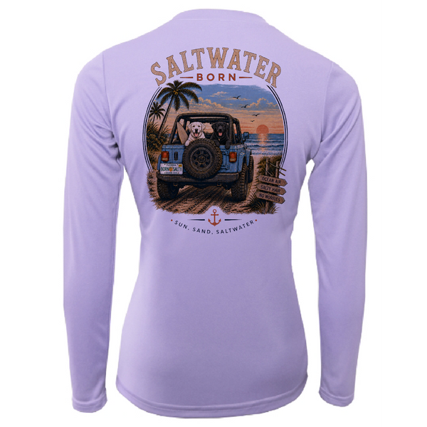 Saltwater Born Black and White Labs Women's Long Sleeve UPF 50+ Dry-Fit Shirt