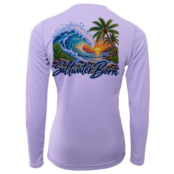 Saltwater Born Tropical Wave Women's Long Sleeve UPF 50+ Dry-Fit Shirt
