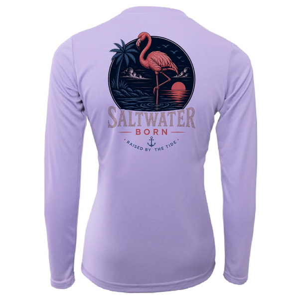Saltwater Born Flamingo Women's Long Sleeve UPF 50+ Dry-Fit Shirt
