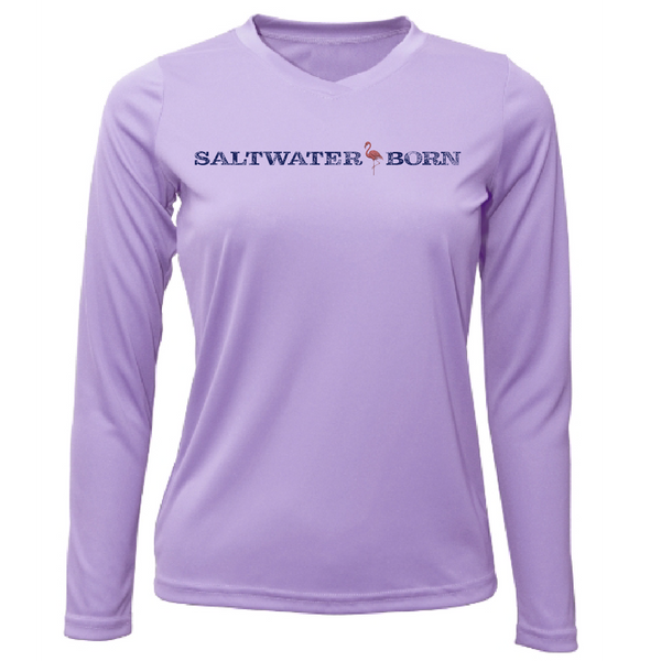 Saltwater Born Flamingo Women's Long Sleeve UPF 50+ Dry-Fit Shirt
