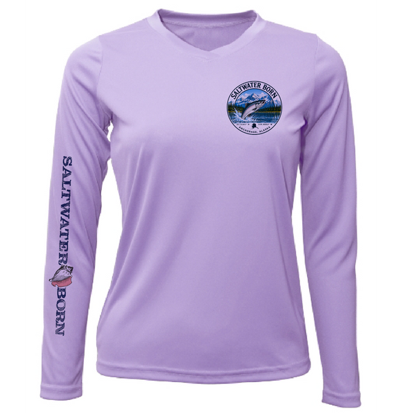 Anchorage, AK Salmon Women's Long Sleeve UPF 50+ Dry-Fit Shirt