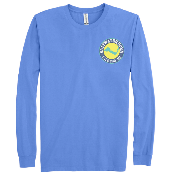 Cape Cod, MA Jaws Men's Cotton Long Sleeve Shirt