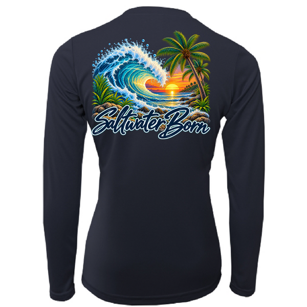 Saltwater Born Tropical Wave Women's Long Sleeve UPF 50+ Dry-Fit Shirt