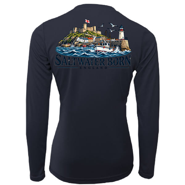 Saltwater Born England Coastal Harbour Women's Long Sleeve UPF 50+ Dry-Fit Shirt