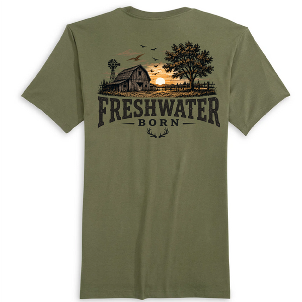 Freshwater Born- Heartland Heritage Men's Cotton Tee