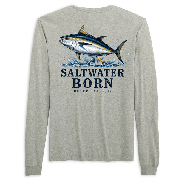 Outer Banks, NC Tuna Men's Cotton Long Sleeve Shirt