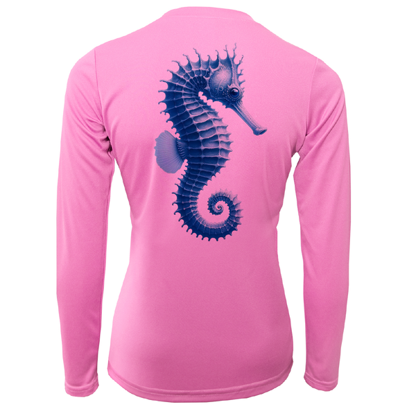 Siesta Key, FL Seahorse Women's Long Sleeve UPF 50+ Dry-Fit Shirt