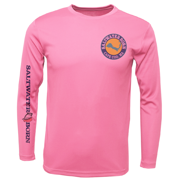 Cape Cod, MA Jaws Girl's Long Sleeve UPF 50+ Dry-Fit Shirt