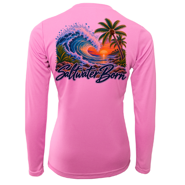 Saltwater Born Tropical Wave Women's Long Sleeve UPF 50+ Dry-Fit Shirt