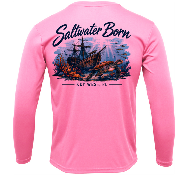 Key West, FL Sunken Pirate Ship Men's Long Sleeve UPF 50+ Dry-Fit Shirt