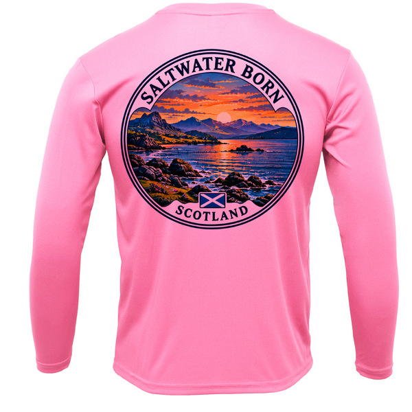 Saltwater Born Scotland Coastal Sunset Boy's Long Sleeve UPF 50+ Dry-Fit Shirt