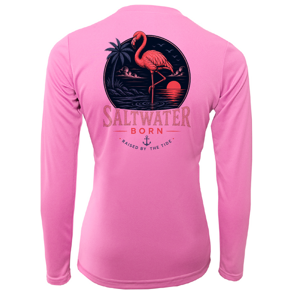 Saltwater Born Flamingo Women's Long Sleeve UPF 50+ Dry-Fit Shirt