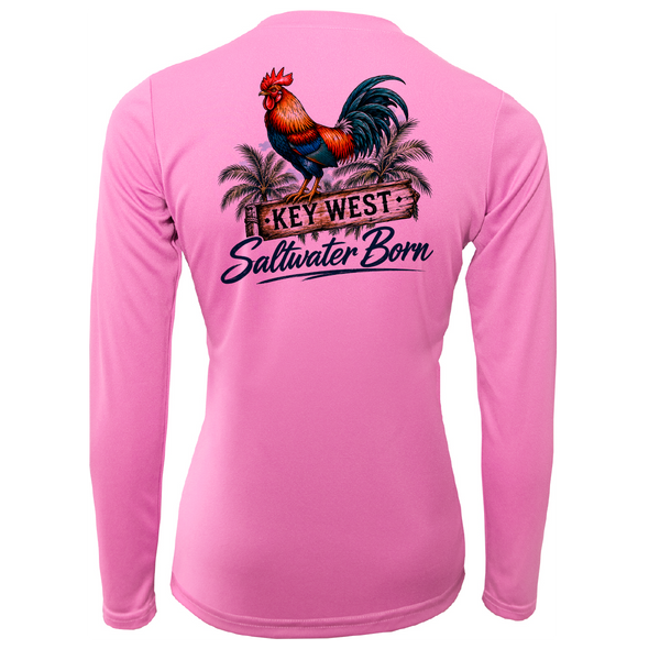Key West, FL Rooster Women's Long Sleeve UPF 50+ Dry-Fit Shirt