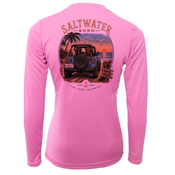 Saltwater Born Black and Brown Labs Women's Long Sleeve UPF 50+ Dry-Fit Shirt