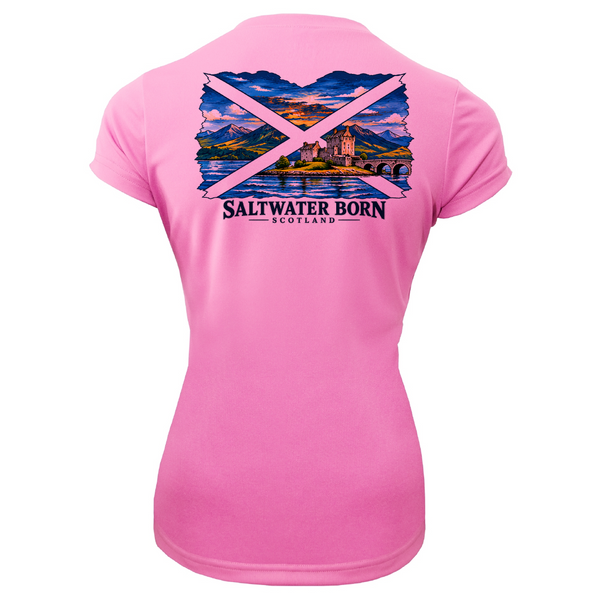 Saltwater Born Scottish Highlands Crossing Women's Short Sleeve UPF 50+ Dry-Fit Shirt