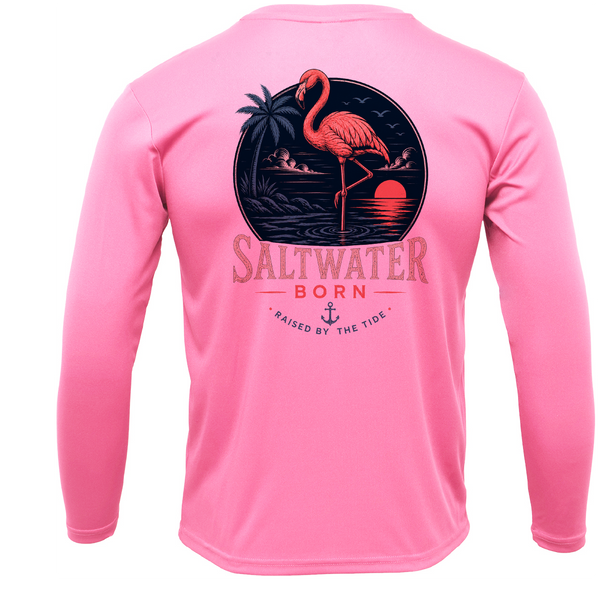 Saltwater Born Flamingo Men's Long Sleeve UPF 50+ Dry-Fit Shirt