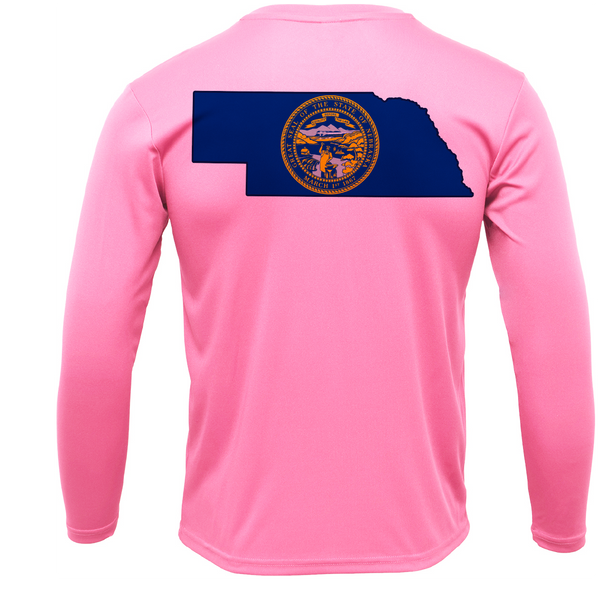 Nebraska Freshwater Born State Flag Men's Long Sleeve UPF 50+ Dry-Fit Shirt