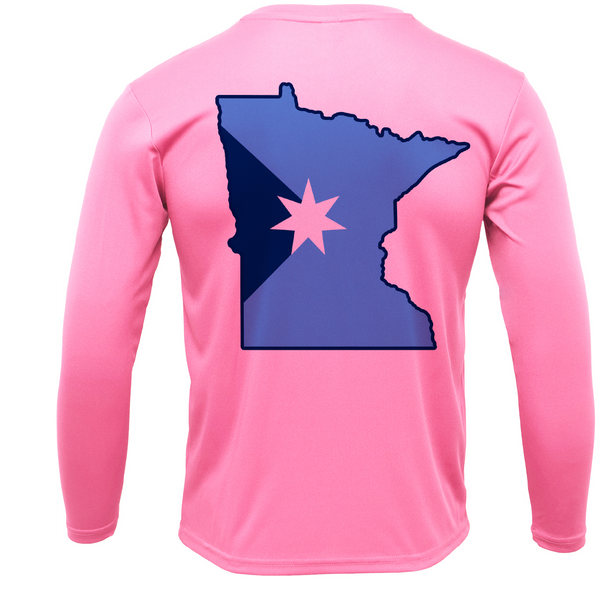 Bear Lake, MN Freshwater Born State Flag Men's Long Sleeve UPF 50+ Dry-Fit Shirt