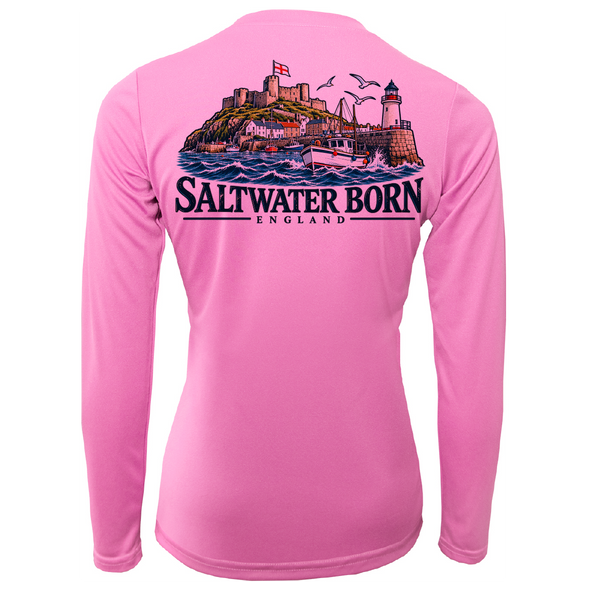 Saltwater Born England Coastal Harbour Women's Long Sleeve UPF 50+ Dry-Fit Shirt