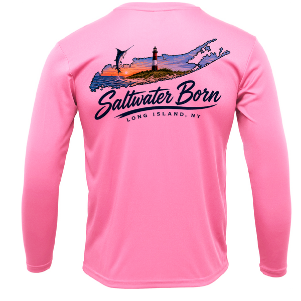 Long Island, NY Geography Men's Long Sleeve UPF 50+ Dry-Fit Shirt