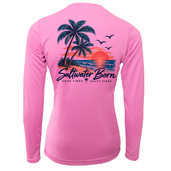 Saltwater Born Good Times Salty Vibes Women's Long Sleeve UPF 50+ Dry-Fit Shirt