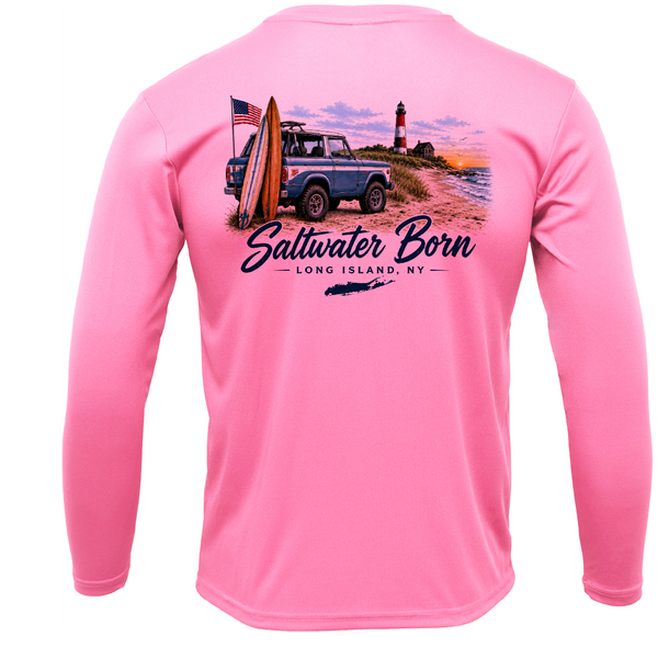Long Island, NY Saltwater Born Beach Truck Men's Long Sleeve UPF 50+ Dry-Fit Shirt