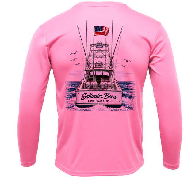 Long Island, NY Saltwater Born Sportfish Men's Long Sleeve UPF 50+ Dry-Fit Shirt