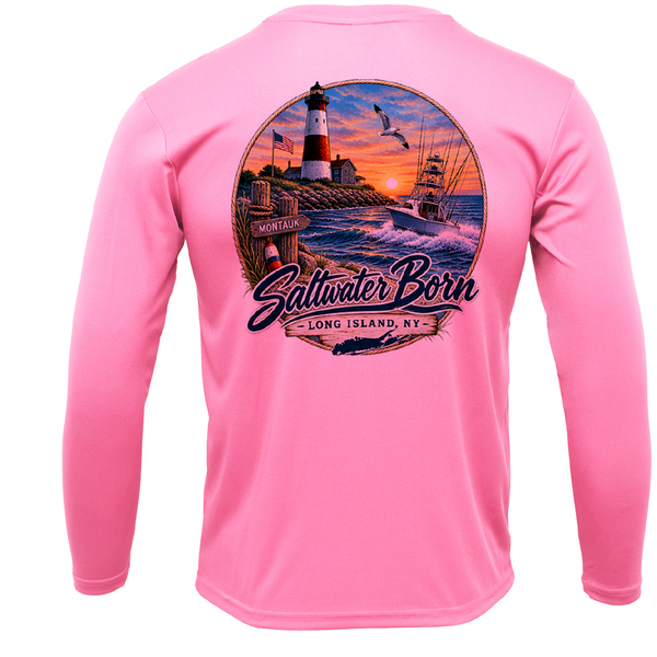Long Island, NY Lighthouse Men's Long Sleeve UPF 50+ Dry-Fit Shirt