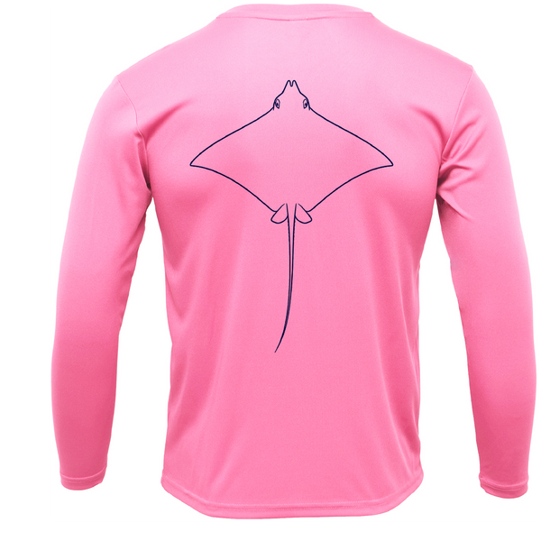 Eagle Ray Outline Men's Long Sleeve UPF 50+ Dry-Fit Shirt