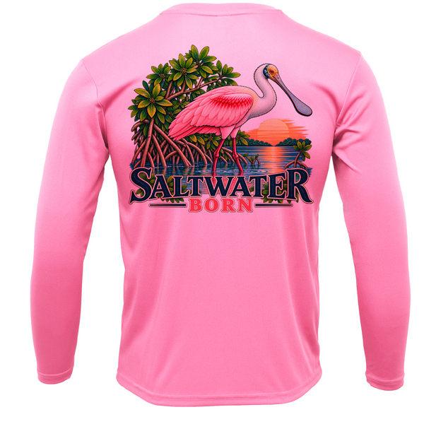 Roseate Spoonbill Men's Long Sleeve UPF 50+ Dry-Fit Shirt