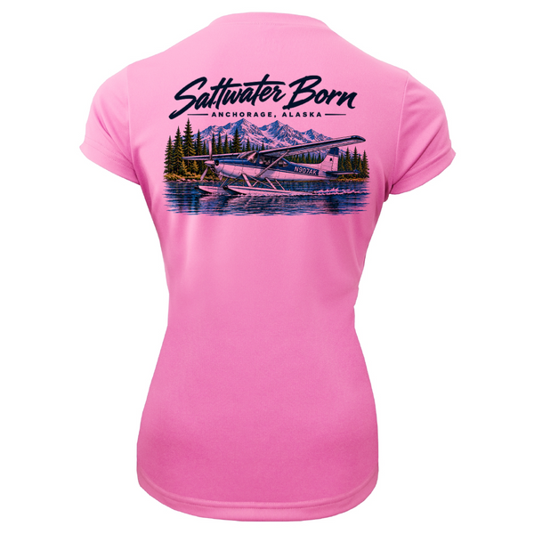 Anchorage, AK Bush Plane Women's Short Sleeve UPF 50+ Dry-Fit Shirt