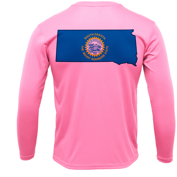 Pierre, SD Freshwater Born State Flag Men's Long Sleeve UPF 50+ Dry-Fit Shirt
