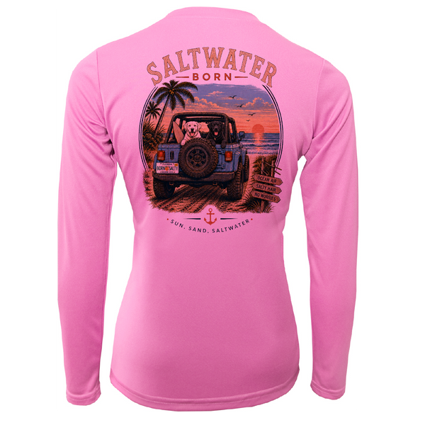 Saltwater Born Black and White Labs Women's Long Sleeve UPF 50+ Dry-Fit Shirt
